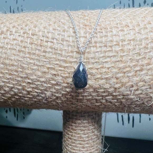 Blue Sandstone Sterling Silver Necklace - Picture 8 of 9